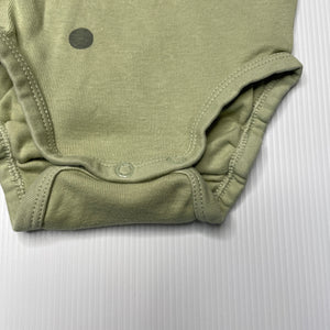 unisex H&M, green organic cotton bodysuit / romper, GUC, size 000,  