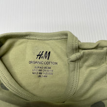 Load image into Gallery viewer, unisex H&amp;M, green organic cotton bodysuit / romper, GUC, size 000,  