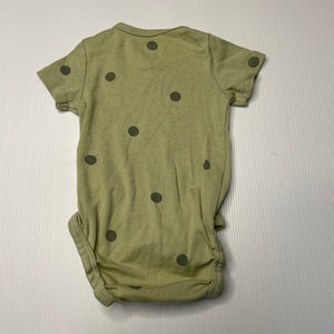 unisex H&M, green organic cotton bodysuit / romper, GUC, size 000,  