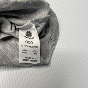 unisex Dymples, grey marle t-shirt / top, GUC, size 000,  