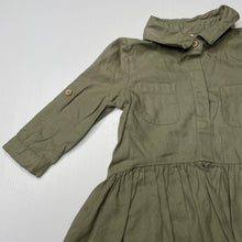 Load image into Gallery viewer, Girls Anko, khaki cotton / viscose shirt dress, EUC, size 1, L: 40cm at front