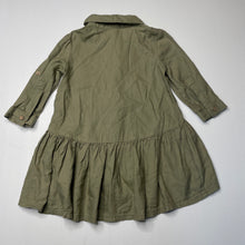 Load image into Gallery viewer, Girls Anko, khaki cotton / viscose shirt dress, EUC, size 1, L: 40cm at front