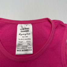 Load image into Gallery viewer, Girls Dymples, pink ribbed cotton singletsuit, EUC, size 000,  