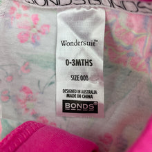 Load image into Gallery viewer, Girls Bonds, floral zip wondersuit / zippy / romper, EUC, size 000,  