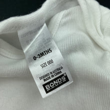 Load image into Gallery viewer, unisex Bonds, white cotton bodysuit / romper, EUC, size 000,  