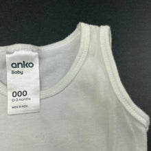 Load image into Gallery viewer, unisex Anko, white cotton singletsuit / romper, EUC, size 000,  