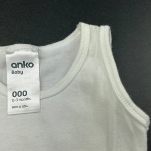 unisex Anko, white cotton singletsuit / romper, EUC, size 000,  