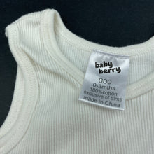 Load image into Gallery viewer, unisex Baby Berry, white ribbed cotton singlet top, EUC, size 000,  