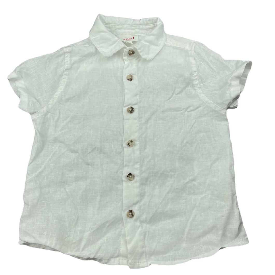 Boys Seed, white linen short sleeve shirt, GUC, size 3,  