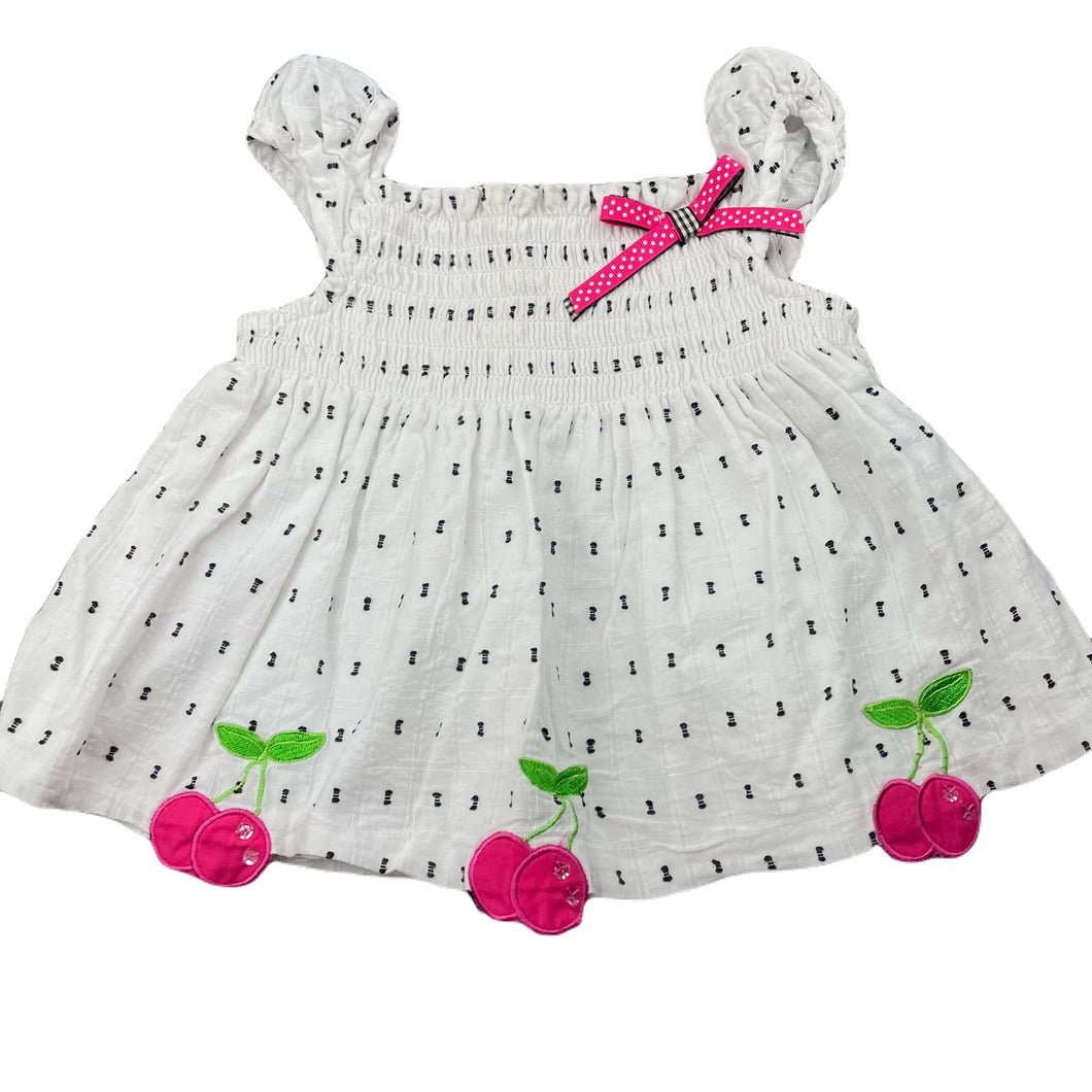 Girls Rare Editions, lined embroidered cotton top, EUC, size 12 months,  