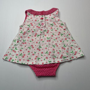 Girls Tiny Little Wonders, cotton romper, cherries, GUC, size 00,  