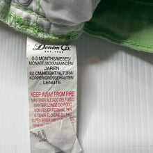 Load image into Gallery viewer, Boys Denim Co, green stretch denim shorts, adjustable, EUC, size 000,  