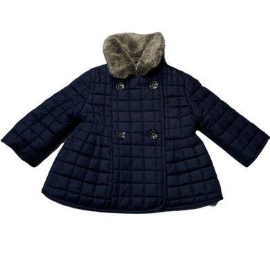 Girls Jasper Conran, cotton lined navy quilted jacket / coat, EUC, size 00,  