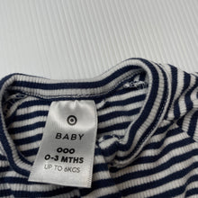 Load image into Gallery viewer, unisex Target, navy stripe stretchy zip coverall / romper, EUC, size 000,  