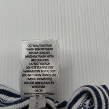 Load image into Gallery viewer, unisex Target, navy stripe stretchy zip coverall / romper, EUC, size 000,  