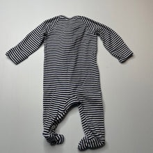 Load image into Gallery viewer, unisex Target, navy stripe stretchy zip coverall / romper, EUC, size 000,  