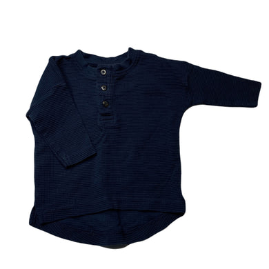 Boys Baby Berry, navy waffle cotton henley top, GUC, size 00,  