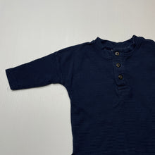 Load image into Gallery viewer, Boys Baby Berry, navy waffle cotton henley top, GUC, size 00,  