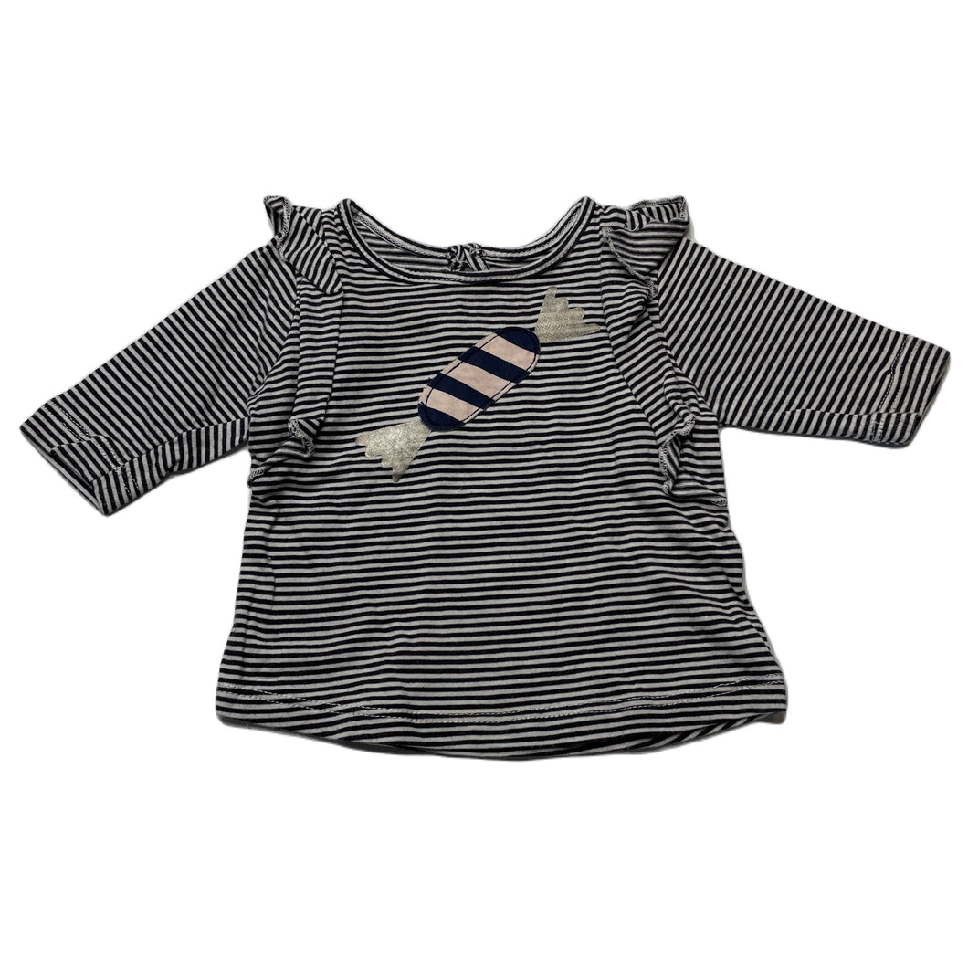 Girls Cotton On, navy stripe long sleeve top, GUC, size 000,  