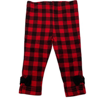 Load image into Gallery viewer, Girls Baby Essentials, red &amp; black check leggings / bottoms, EUC, size 3 months,  
