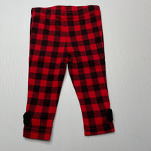 Load image into Gallery viewer, Girls Baby Essentials, red &amp; black check leggings / bottoms, EUC, size 3 months,  