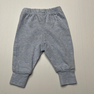 unisex 4 Baby, blue marle stretchy leggings / bottoms, EUC, size 00000,  