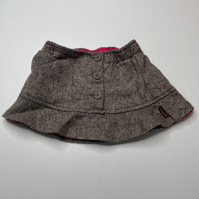 Girls Fred Bare, lined wool blend skirt, elasticated, L: 18.5cm, light marks front & back hem, FUC, size 1,  