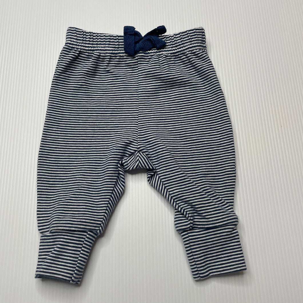 unisex 4 Baby, navy stripe stretchy leggings / bottoms, EUC, size 00000,  