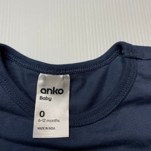 unisex Anko, blue stretchy bodysuit / romper, EUC, size 0,  