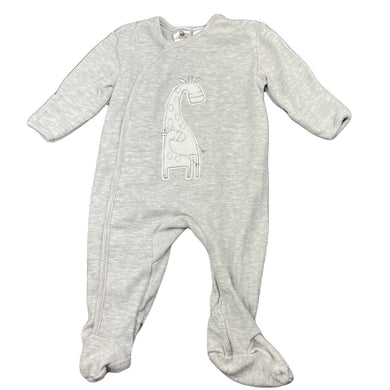 unisex Dymples, grey marle coverall / romper, giraffe, EUC, size 000,  