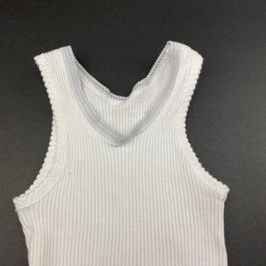 unisex Bonds, white ribbed cotton singlet top, EUC, size 00,  