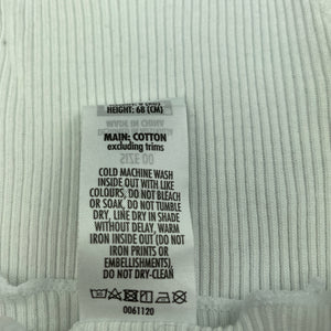 unisex Bonds, white ribbed cotton singlet top, EUC, size 00,  