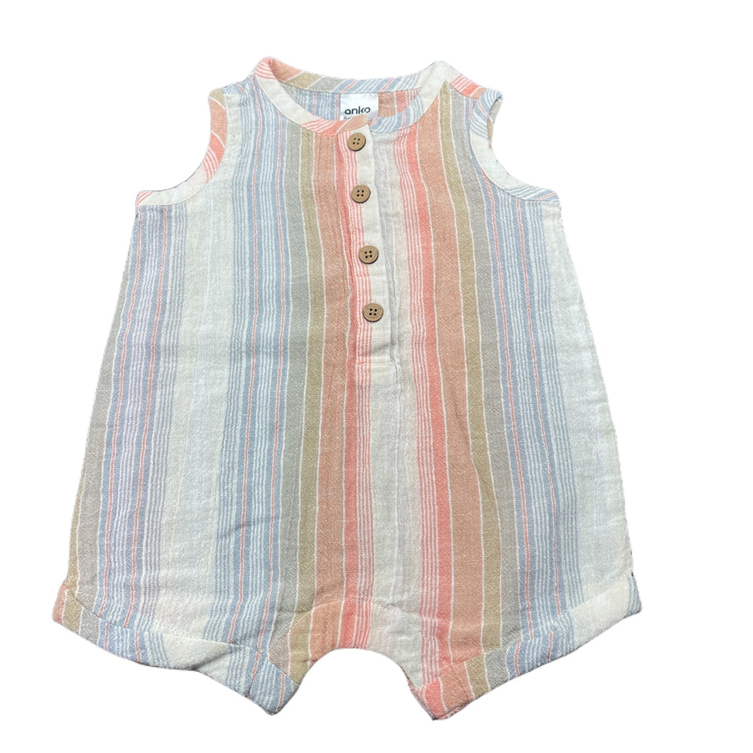 unisex Anko, stripe lightweight cotton romper, EUC, size 00,  