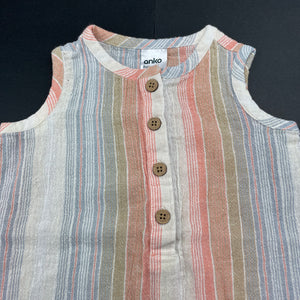unisex Anko, stripe lightweight cotton romper, EUC, size 00,  