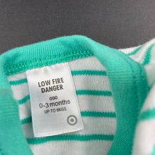 Load image into Gallery viewer, unisex Target, green &amp; white stripe cotton coverall / romper, EUC, size 000,  