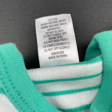 Load image into Gallery viewer, unisex Target, green &amp; white stripe cotton coverall / romper, EUC, size 000,  