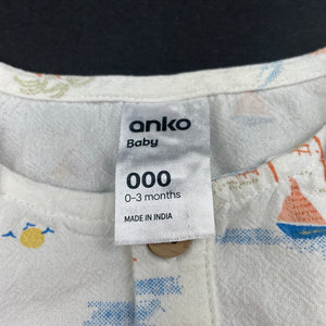 Boys Anko, lightweight cotton summer romper, EUC, size 000,  
