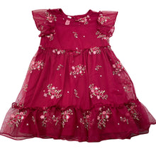 Load image into Gallery viewer, Girls KID, lined embroidered tulle party dress, GUC, size 1, L: 45cm