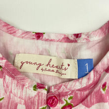 Load image into Gallery viewer, Girls Young Hearts, lined floral cotton dress, GUC, size 1, L: 41cm