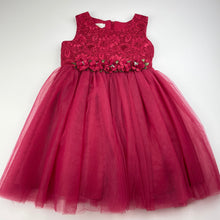 Load image into Gallery viewer, Girls Blue Sky, lined tulle &amp; floral lace party / formal dress, GUC, size 3, L: 55cm