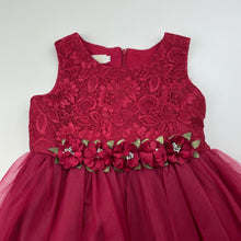 Load image into Gallery viewer, Girls Blue Sky, lined tulle &amp; floral lace party / formal dress, GUC, size 3, L: 55cm