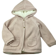 Load image into Gallery viewer, Girls Anko, faux fur lined knitted cotton hooded cardigan, EUC, size 1,  