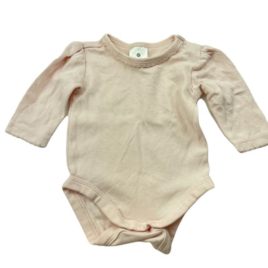Girls Target, pink cotton bodysuit / romper, EUC, size 0000,  