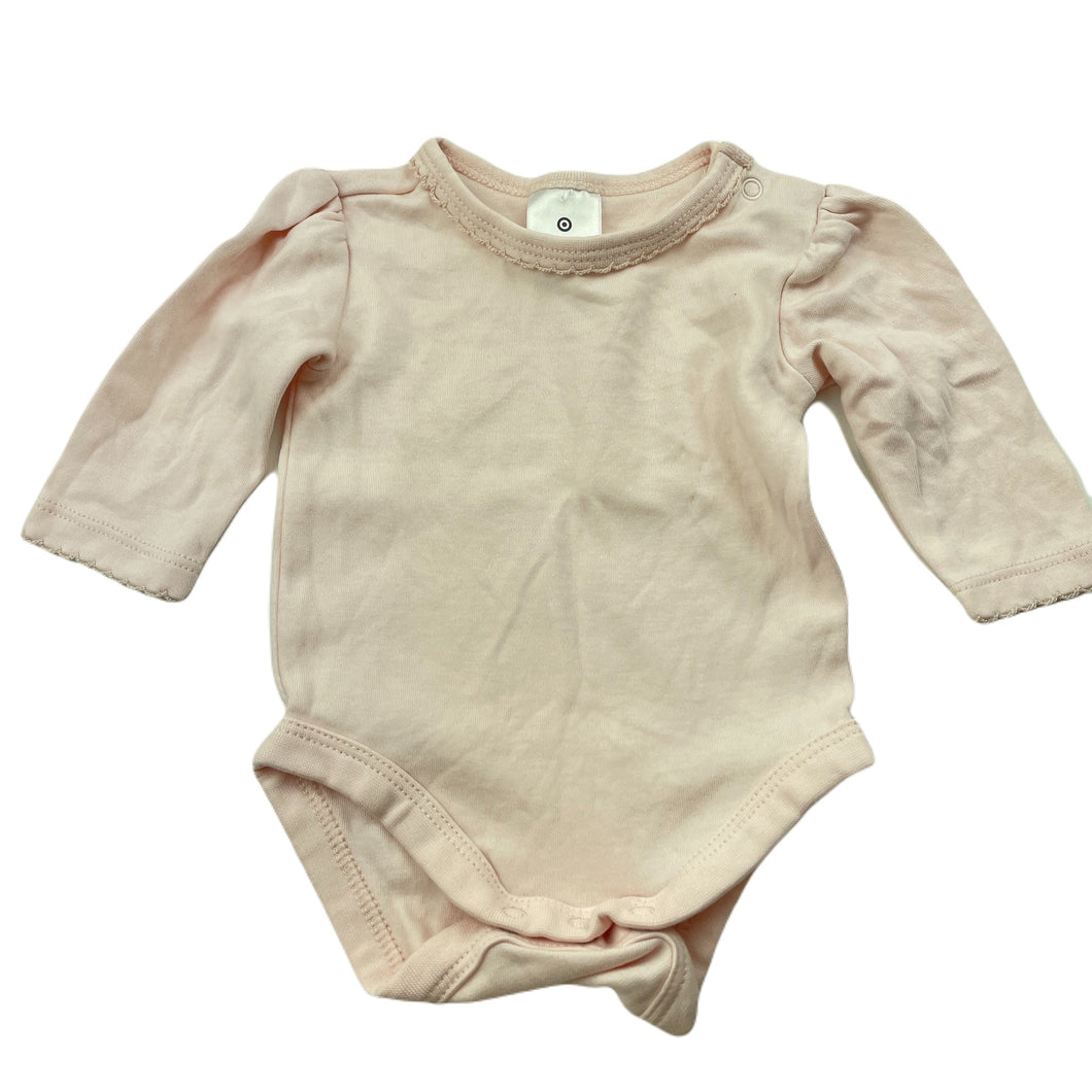 Girls Target, pink cotton bodysuit / romper, EUC, size 0000,  