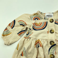 Load image into Gallery viewer, Girls Baby Baby, stretchy long sleeve dress, rainbows, EUC, size 0000, L: 26cm