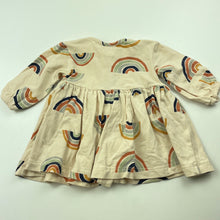 Load image into Gallery viewer, Girls Baby Baby, stretchy long sleeve dress, rainbows, EUC, size 0000, L: 26cm