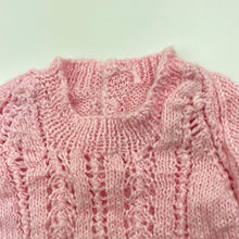 Load image into Gallery viewer, Girls handmade, pink knitted sweater / top, GUC, size 0000,  