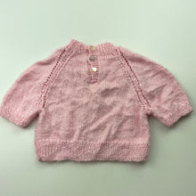 Load image into Gallery viewer, Girls handmade, pink knitted sweater / top, GUC, size 0000,  