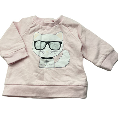 Girls Karl Lagerfeld Kids, fleece lined lightweight sweater / jumper, cat, EUC, size 0000,  