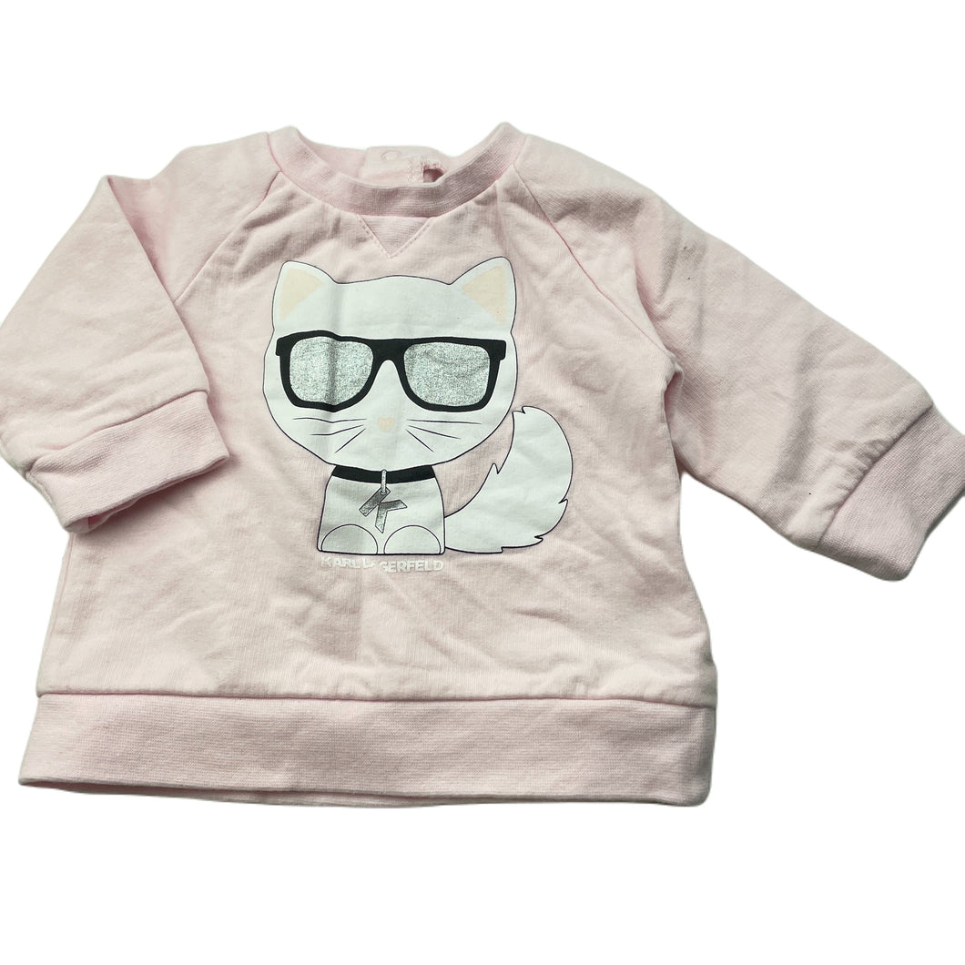Girls Karl Lagerfeld Kids, fleece lined lightweight sweater / jumper, cat, EUC, size 0000,  